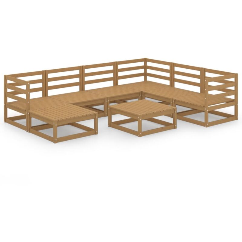 

Muebles de jardín 8 piezas marrón miel madera maciza de pino - Marrón - Vidaxl