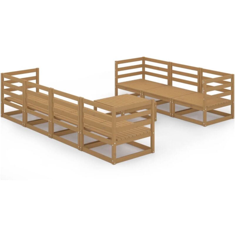 

Muebles de jardín 8 piezas marrón miel madera maciza de pino - Marrón - Vidaxl