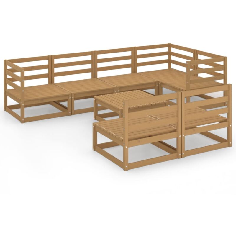 

Muebles de jardín 8 piezas marrón miel madera maciza de pino - Marrón - Vidaxl