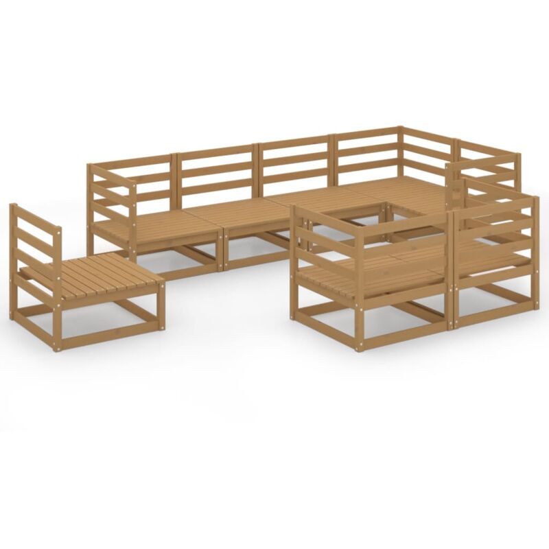 

Vidaxl - Muebles de jardín 8 piezas marrón miel madera maciza de pino - Marrón