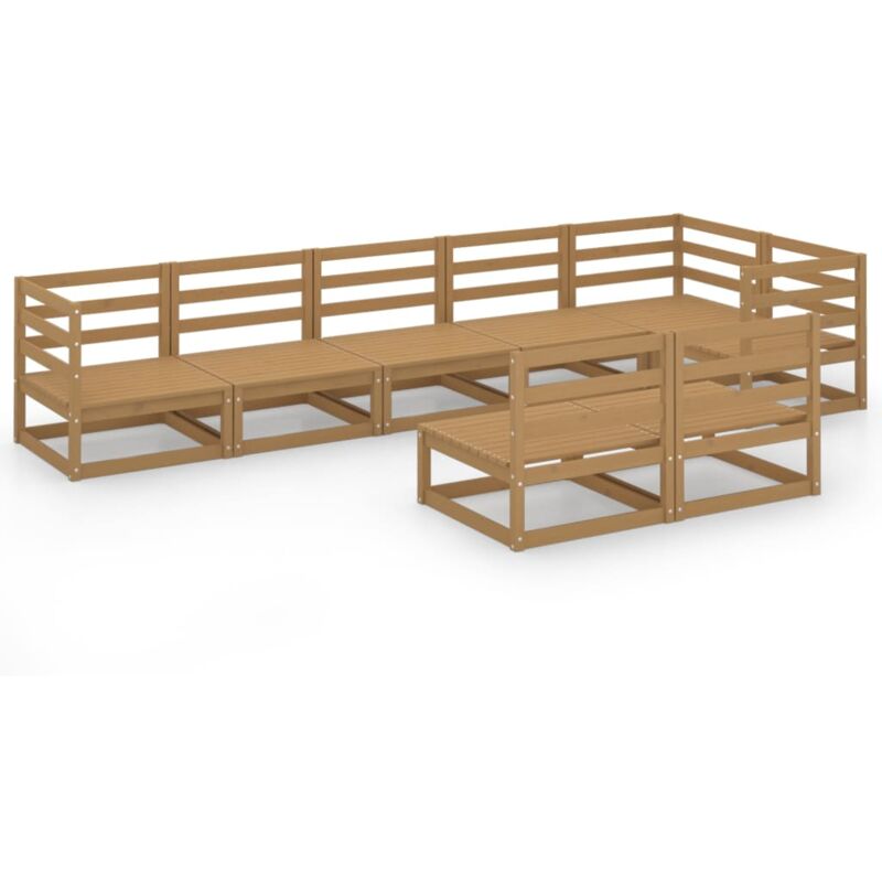

Muebles de jardín 8 piezas marrón miel madera maciza de pino - Marrón - Vidaxl