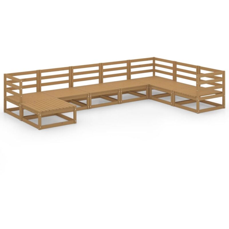 

vidaXL Muebles de jardín 8 piezas marrón miel madera maciza de pino - Marrón
