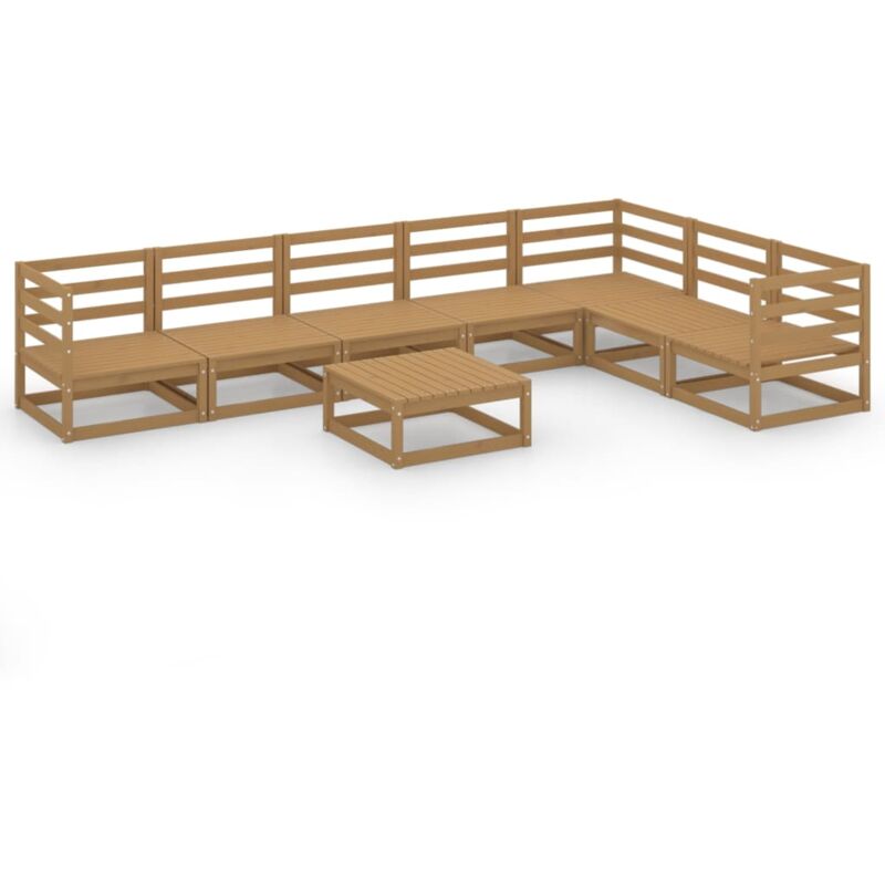 

Muebles de jardín 8 piezas marrón miel madera maciza de pino - Marrón - Vidaxl