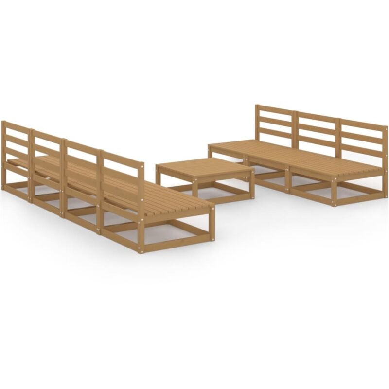

Muebles de jardín 8 piezas marrón miel madera maciza de pino - Marrón - Vidaxl