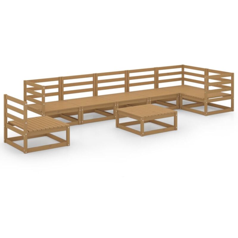 

Muebles de jardín 8 piezas marrón miel madera maciza de pino - Marrón - Vidaxl