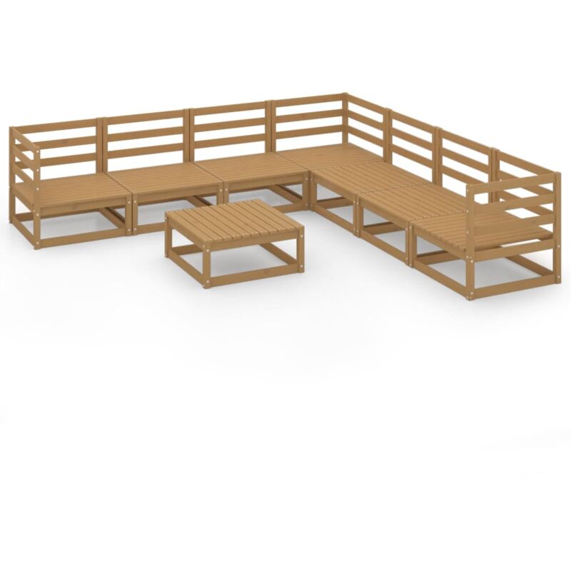 

Muebles de jardín 8 piezas marrón miel madera maciza de pino - Marrón - Vidaxl