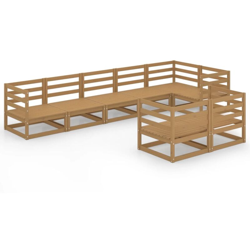 

Vidaxl - Muebles de jardín 8 piezas marrón miel madera maciza de pino - Marrón