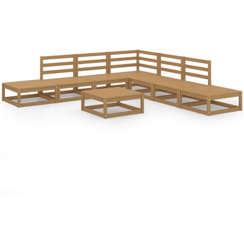 

vidaXL Muebles de jardín 8 piezas marrón miel madera maciza de pino - Marrón