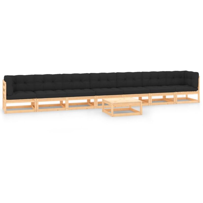 

vidaXL Muebles de jardín 8 pzas con cojines antracita madera de pino - Marrón