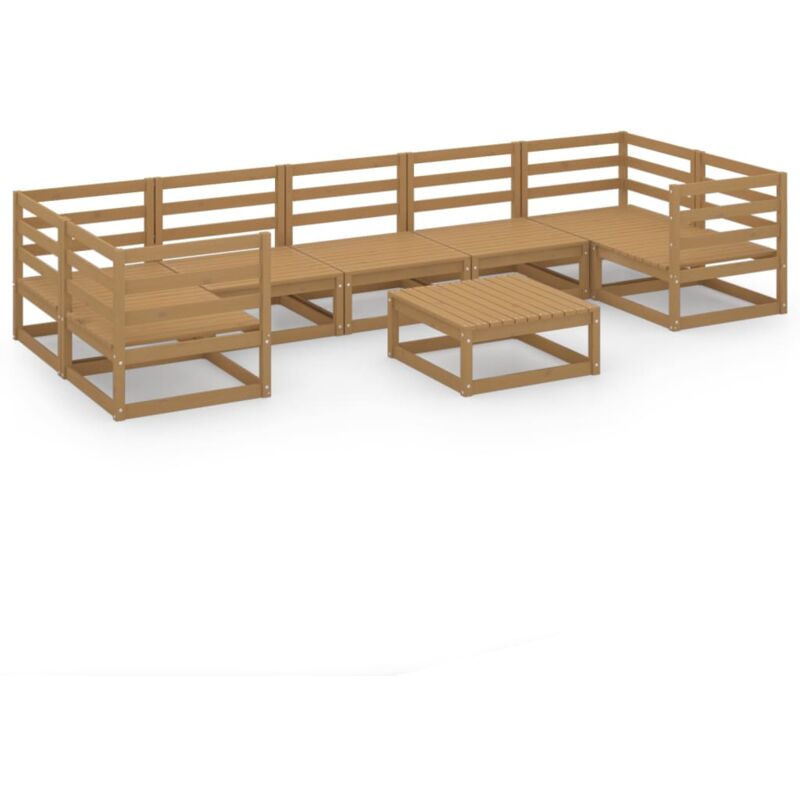

Muebles de jardín 8 pzas madera maciza de pino - Marrón - Vidaxl