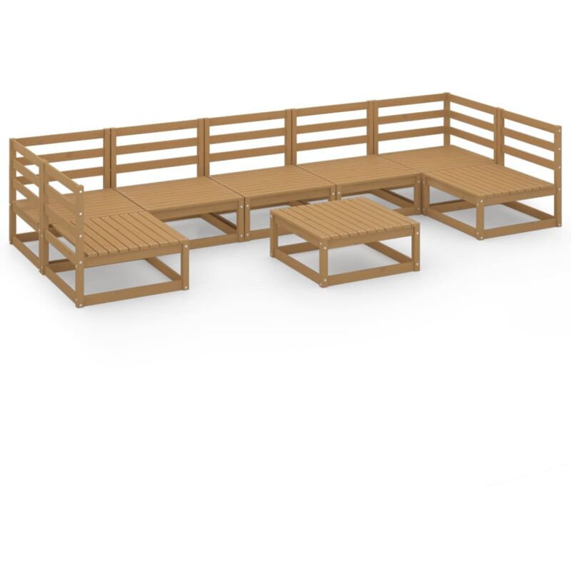 

Muebles de jardín 8 pzas y cojines madera maciza de pino - Marrón - Vidaxl