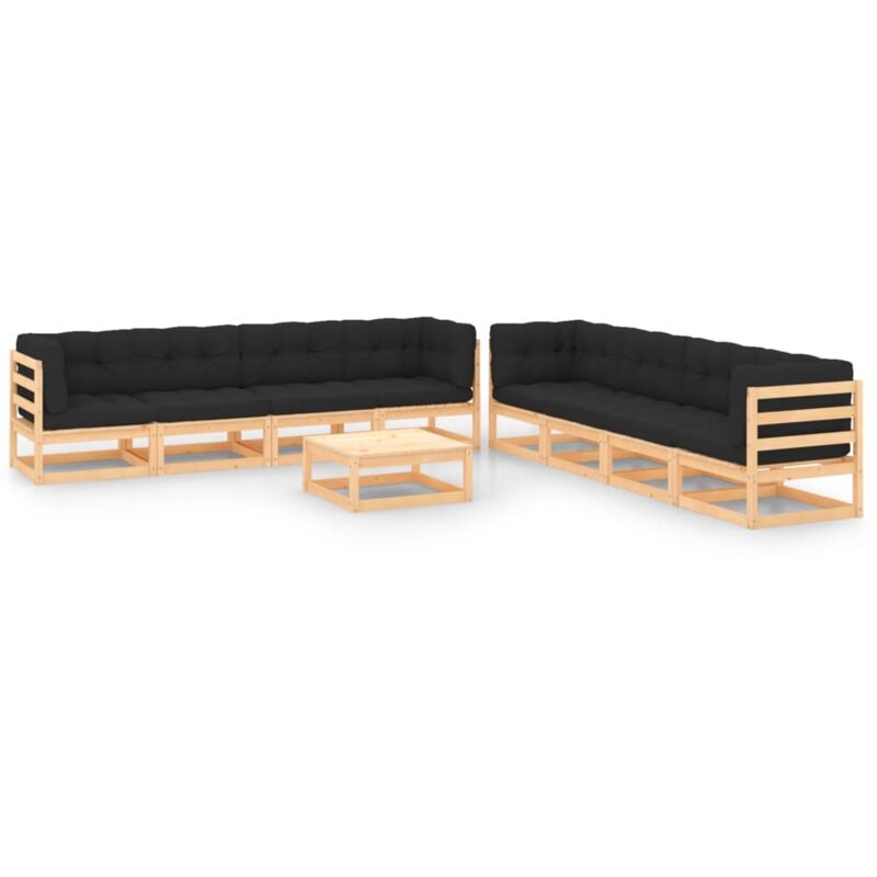 

Muebles de jardín 9 piezas con cojines antracita madera pino - Marrón - Vidaxl