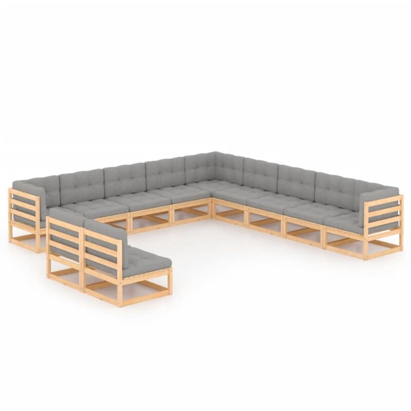

Muebles de jardín 9 piezas con cojines de madera de pino maciza - Marrón - Vidaxl