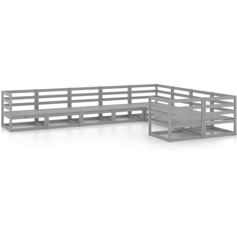 

vidaXL Muebles de jardín 9 piezas madera de pino maciza - Gris