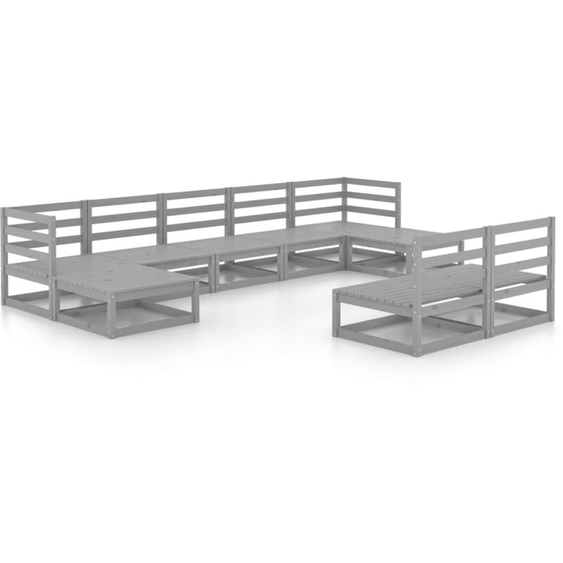 

Vidaxl - Muebles de jardín 9 piezas madera de pino maciza - Gris