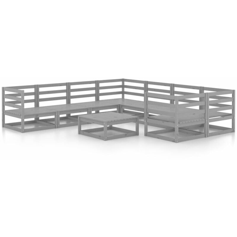 

Vidaxl - Muebles de jardín 9 piezas madera de pino maciza - Gris