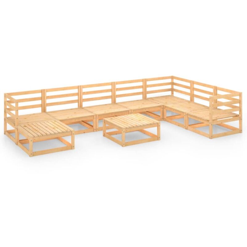 

vidaXL Muebles de jardín 9 piezas madera maciza de pino - Marrón