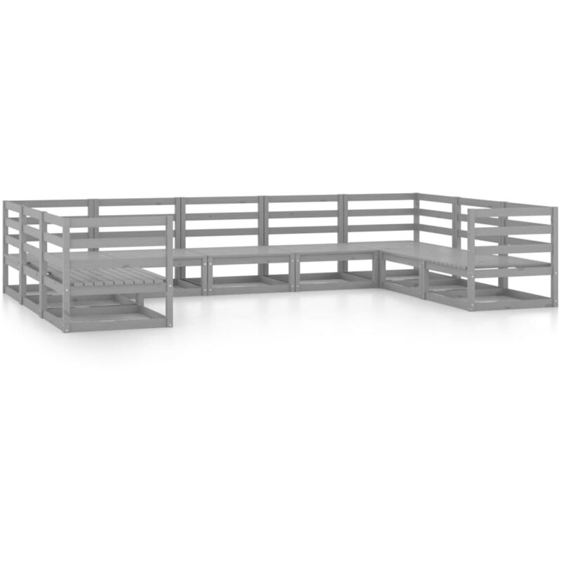 

vidaXL Muebles de jardín 9 piezas madera maciza de pino - Gris