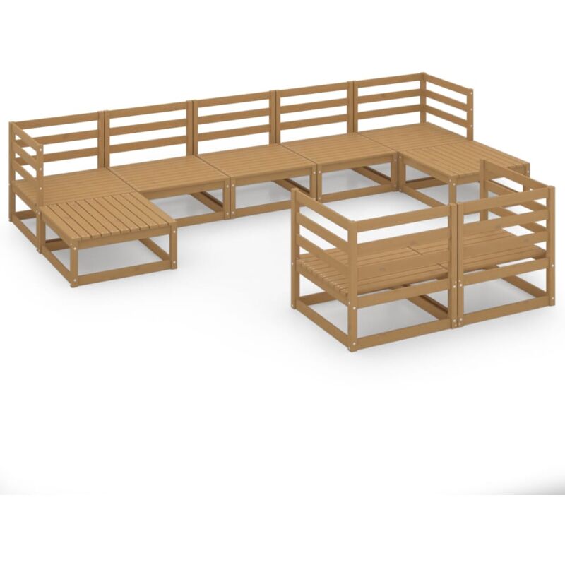 

vidaXL Muebles de jardín 9 piezas madera maciza de pino - Marrón