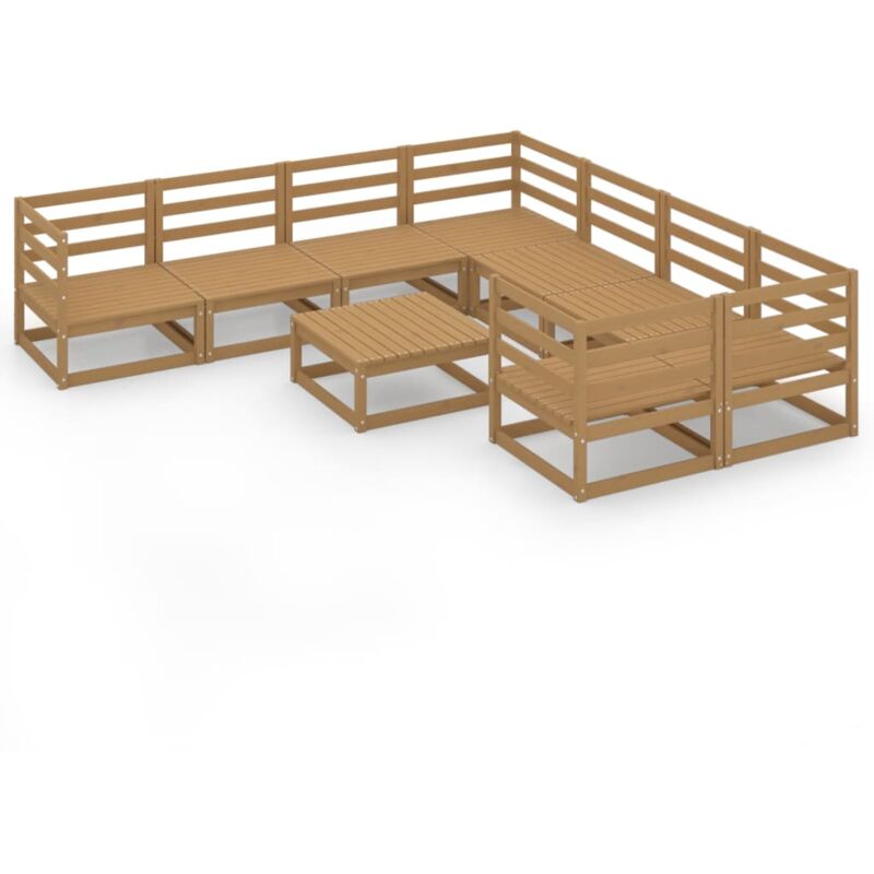 

vidaXL Muebles de jardín 9 piezas madera maciza de pino - Marrón