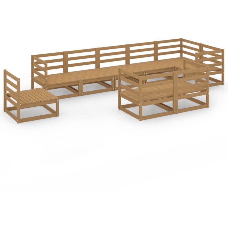 

Muebles de jardín 9 piezas marrón miel madera maciza de pino - Marrón - Vidaxl