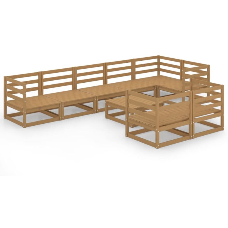 

Muebles de jardín 9 piezas marrón miel madera maciza de pino - Marrón - Vidaxl
