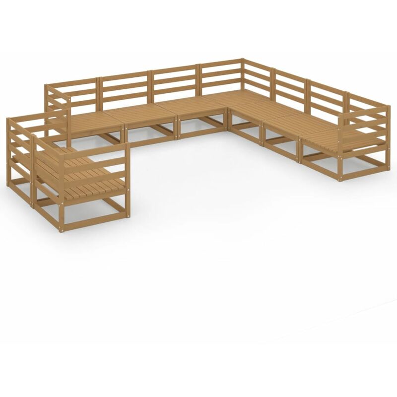 

Muebles de jardín 9 piezas marrón miel madera maciza de pino - Marrón - Vidaxl