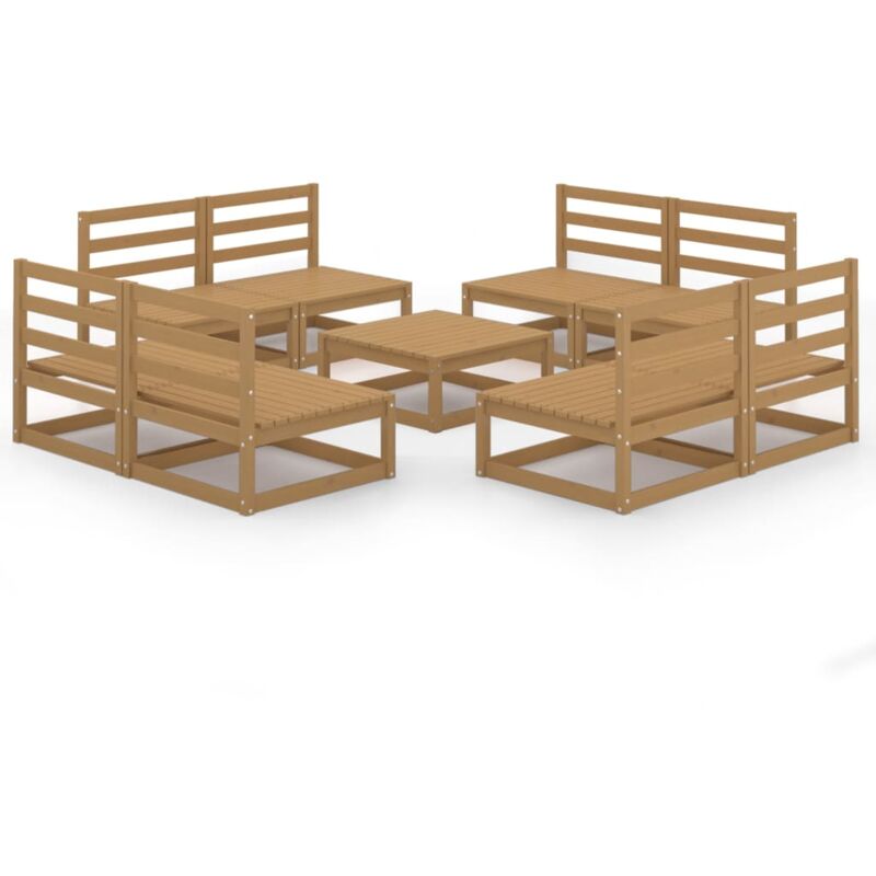 

vidaXL Muebles de jardín 9 piezas marrón miel madera madera de pino - Marrón