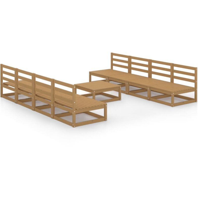 

Muebles de jardín 9 piezas marrón miel madera madera de pino - Marrón - Vidaxl