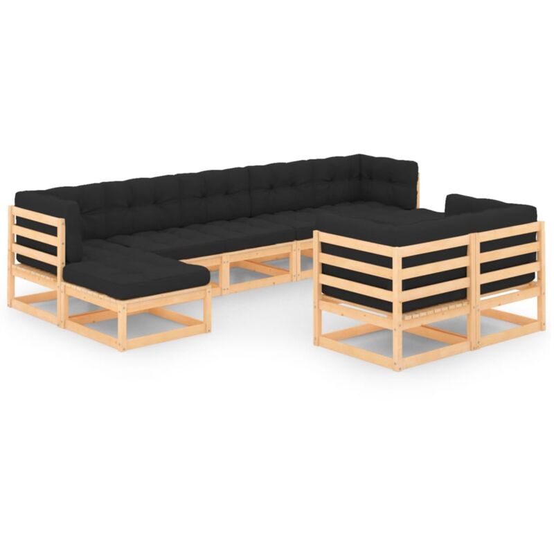 

Muebles de jardín 9 pzas con cojines antracita madera de pino - Marrón - Vidaxl