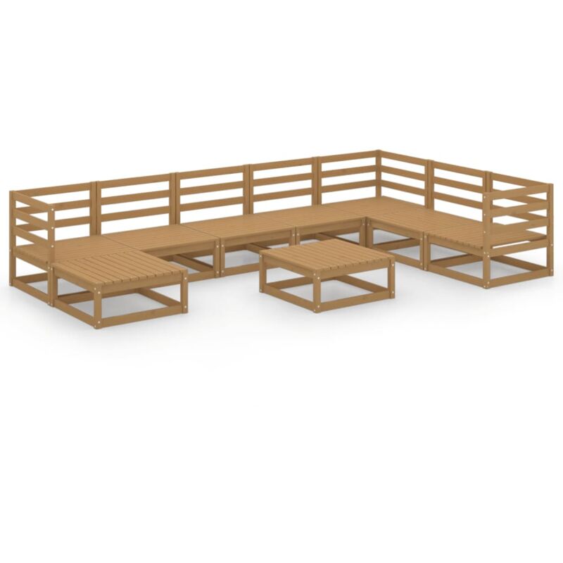 

Vidaxl - Muebles de jardín 9 pzas y cojines marrón miel madera pino - Marrón