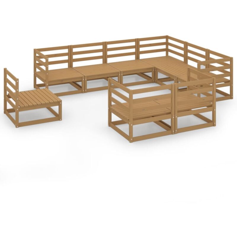 

Muebles de jardín 9 pzas y cojines marrón miel madera pino - Marrón - Vidaxl