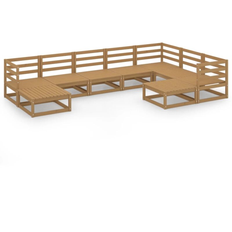 

Vidaxl - Muebles de jardín 9 pzas y cojines marrón miel madera pino - Marrón