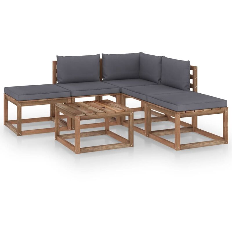 

vidaXL Muebles de jardín de 6 piezas con cojines antracita - Marrón