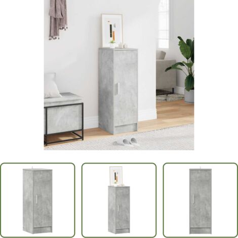 vidaXL Muebles de madera aglomerada -  Mueble zapatero de aglomerado gris hormigón 32x35x92 cm