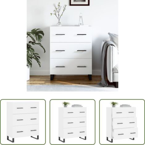 vidaXL Muebles de madera -  Aparador de madera de ingeniería blanco 69,5x34x90 cm