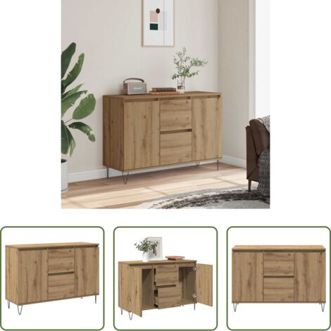vidaXL Muebles de madera - Aparador de madera de ingeniería roble artisan 101,5x35x70 cm