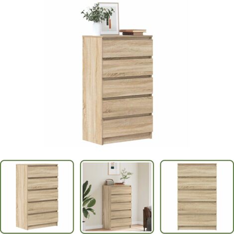 vidaXL Muebles de madera -  Cajonera de madera contrachapada roble Sonoma 60x36x103 cm