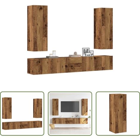 vidaXL Muebles de madera -  Conjunto de mueble de TV 5 piezas montado la pared madera vieja