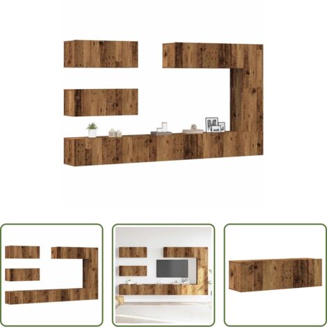 vidaXL Muebles de madera -  Conjunto de mueble de TV 7 piezas montado la pared madera vieja