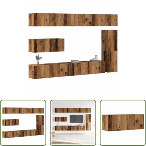 vidaXL Muebles de madera -  Conjunto de mueble de TV 7 piezas montado la pared madera vieja