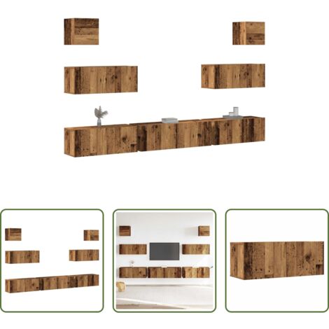 vidaXL Muebles de madera -  Conjunto de mueble de TV 7 piezas montado la pared madera vieja