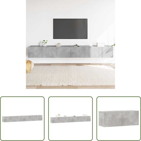 vidaXL Muebles de madera contrachapada -  Set de muebles de TV 3 pzas madera contrachapada gris hormigón