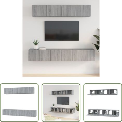 vidaXL Muebles de madera contrachapada -  Set de muebles para TV 5 pzas madera contrachapada gris Sonoma