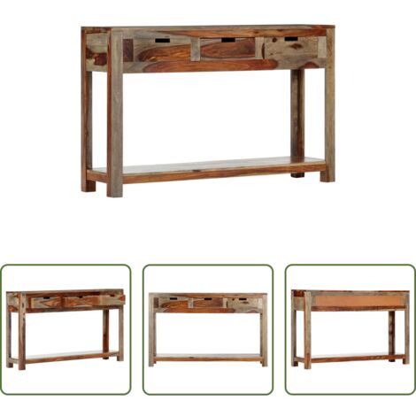vidaXL Muebles de madera -  Mesa consola con 3 cajones madera maciza acacia 120x30x75cm