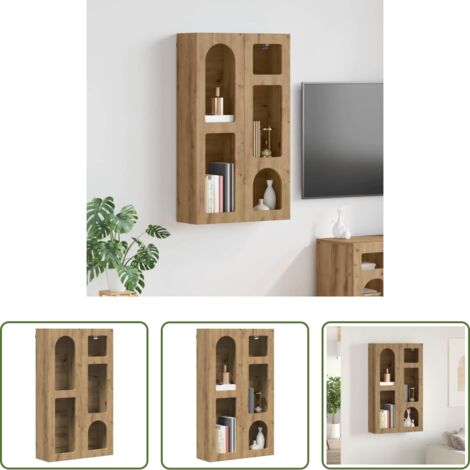 vidaXL Muebles de madera -  Mueble colgante con estante Roble artesanal 59 x 20 x 100 cm