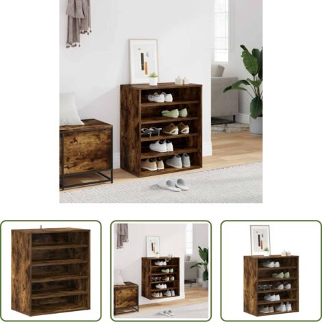 vidaXL Muebles de madera -  Mueble zapatero madera contrachapada roble ahumado 60x35x70 cm