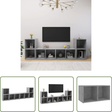 vidaXL Muebles de madera -  Muebles de salón 4 pzas madera ingeniería gris hormigón