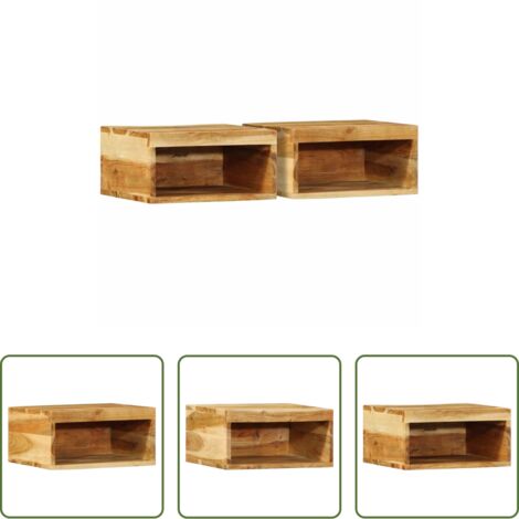 vidaXL Muebles de madera -  Muebles de TV de pared 2 uds madera maciza de acacia