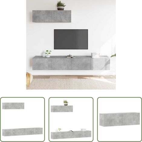 vidaXL Muebles de madera -  Set de muebles de TV 3 pzas madera contrachapada gris hormigón